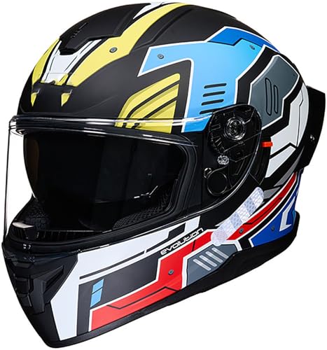 Motorrad Integralhelm Mit Doppelvisier Mopedhelm Motorradhelm Atmungsaktiv Full-Face Helm Für Damen Und Herren Erwachsene DOT/ECE-Zertifizierung Motorrad Helm Vollvisierhelm 5,L=59-60CM von TBTBZXCV