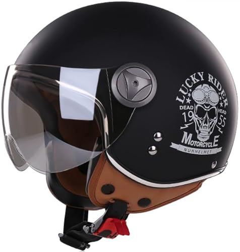 Motorradhelm Halbhelme, Antikollisions-Schutzhelm Für Erwachsene Herren Und Damen, DOT/ECE-Zertifizierter Halbschale Jet-Helm Mit Sonnenblende, Für Bike Cruiser Moped Scooter 3,M=57-58CM von TBTBZXCV