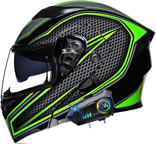 Motorradhelm Klapphelm Mit Bluetooth, Motorrad Integralhelm Rollerhelm Bluetooth-Helm Mit Doppelvisier, DOT/ECE Genehmigt Modular Motorradhelm Für Damen Und Herren Erwachsene 9,XXL=63-64CM von TBTBZXCV