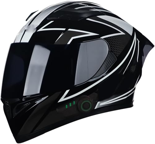 Motorradhelm Mit Bluetooth Bluetooth-Helm Helm Full Face Integralhelm DOT/ECE Genehmigt Scooter-Helm Motorradhelm Mit Doppelvisier Modular Motorradhelm Für Damen Und Herren 2,L=59-60CM von TBTBZXCV