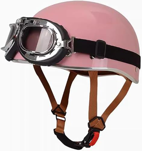 Open Face Motorrad Helm, DOT/ECE Genehmigt Halbschalenhelm, Retro Motorrad Halbhelm Mit Brille, Schnellverschluss Schnalle, Erwachsene Halbschale Jet-Helm, Scooter-Helm 10,L=59-60CM von TBTBZXCV