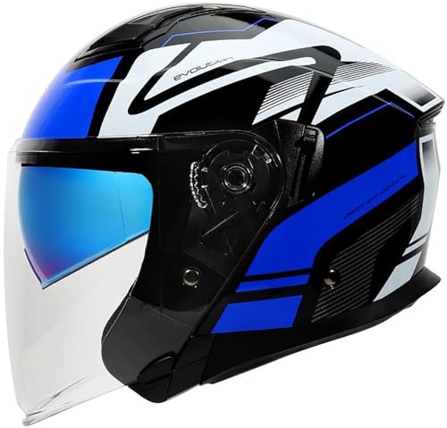 Retro 3/4 Rollerhelm Motorrad Helm Jethelm Mit Doppelvisier Und Komfortfutter, DOT/ECE-Zertifizierung Chopper Helm, Motorradhelm Halbschale Für Erwachsener Herren Und Damen 11,XL=61-62CM von TBTBZXCV