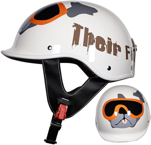 Retro Deutsche Halbhelm Öffnen Motorradhelm Halboffenen Halbschalenhelm DOT/ECE Genehmigt Jethelm Offenem Helm Cruiser Chopper Helm Mopedhelme Für Damen Und Herren Erwachsene 4,L=59-60CM von TBTBZXCV