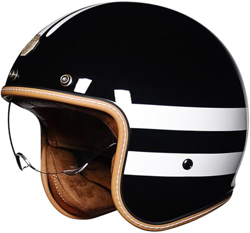 Retro Halbschalenhelm Moped Helm Chopper Helm Halbhelme Motorradhelm Jet-Helm Mit Sonnenblende DOT/ECE Zertifizierung Cruiser Scooter Helm Für Männer Und Frauen Erwachsene 5,M=57-58CM von TBTBZXCV