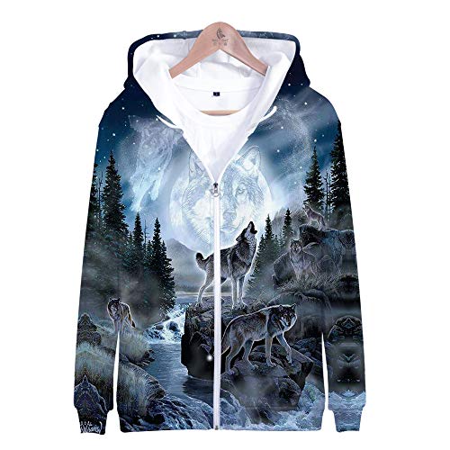 TBTROQXCT 3-16 Jahre Kinder Hoodies 3D Wolf Zipper Sweatshirt Hoodie Männer/Frauen Wolf Jungen Jacken Kinderkleidung(Beige1,160) von TBTROQXCT