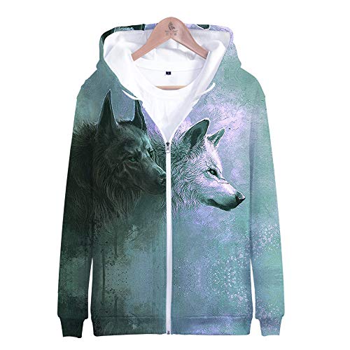 TBTROQXCT 3-16 Jahre Kinder Hoodies 3D Wolf Zipper Sweatshirt Hoodie Männer/Frauen Wolf Jungen Jacken Kinderkleidung(Pink1,XXS) von TBTROQXCT