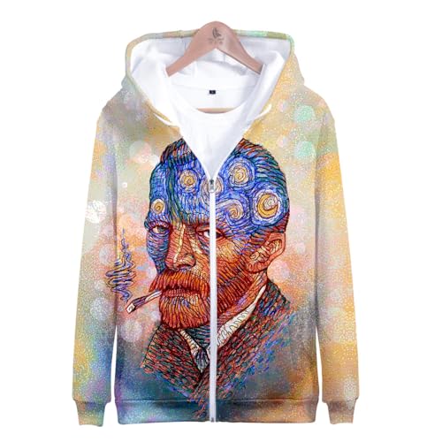 TBTROQXCT 3D-Druck Reißverschluss Hoodie Männer/Frauen Sweatshirt Kunst Shirt Ölgemälde Frauen ästhetische Hoodies Kinder(5,110) von TBTROQXCT