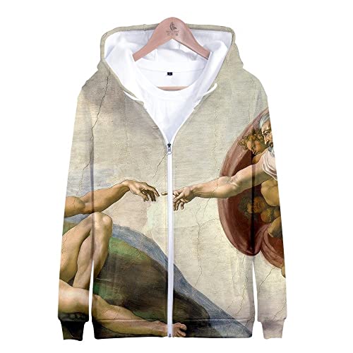 TBTROQXCT 3D-Druck Reißverschluss Hoodie Männer/Frauen Sweatshirt Kunst Shirt Ölgemälde Frauen ästhetische Hoodies Kinder(6,L) von TBTROQXCT