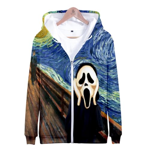 TBTROQXCT 3D-Druck Reißverschluss Hoodie Männer/Frauen Sweatshirt Kunst Shirt Ölgemälde Frauen ästhetische Hoodies Kinder(7,130) von TBTROQXCT