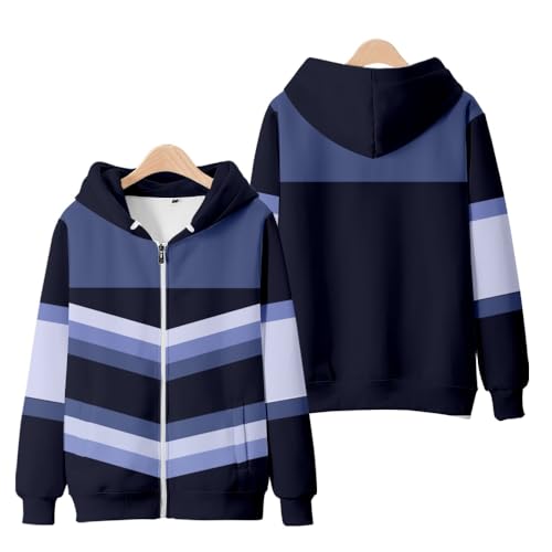 TBTROQXCT Herren Hoodie Reißverschluss Flamme Lila Und Rot 3D Druck Cooler Reißverschlussmantel for Damen Streetwear Kleidung Kinder Tops(Blue1,6XL) von TBTROQXCT