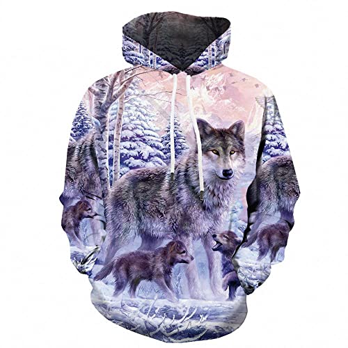 TBTROQXCT Neue Hoodies for Männer und Frauen 3D-Druck Wilder Wolfskopf Sweatshirt Kindermode Hip Hop Übergroßer Mantel Lässig Männer Kleidung Jacke Tops(Style11,XS) von TBTROQXCT