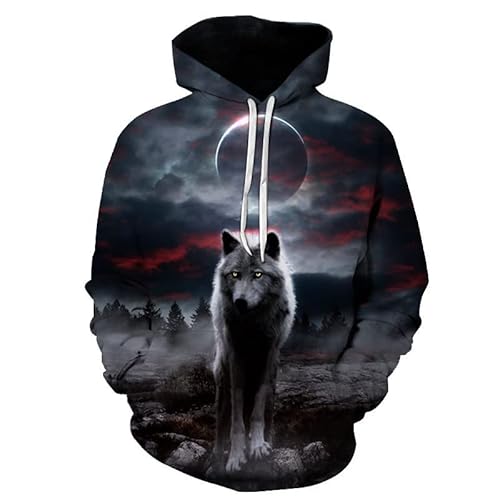 TBTROQXCT Neue Hoodies for Männer und Frauen 3D-Druck Wilder Wolfskopf Sweatshirt Kindermode Hip Hop Übergroßer Mantel Lässig Männer Kleidung Jacke Tops(Style12,S) von TBTROQXCT