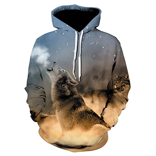 TBTROQXCT Übergroßer Samojede Wolf Tier Hoodies Männer Frauen 3D gedruckt Sweatshirt Harajuku SpringWinter Hoodie Casual Mantel Männer Kleidung 4XL(Style19,S) von TBTROQXCT