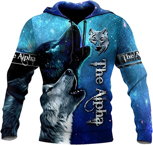 TBTROQXCT Wolf 3D Rundum Bedrucktes Unisex Kapuzenpullover Sweatshirt Reißverschluss Pullover Freizeitjacke Trainingsanzug(Hoodies,3XL) von TBTROQXCT