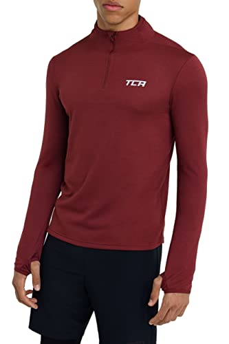 TCA Herren Cloud Fleece mit Brust Reißveschluss - Thermo Sporttop Laufshirt - Cabernet, L von TCA