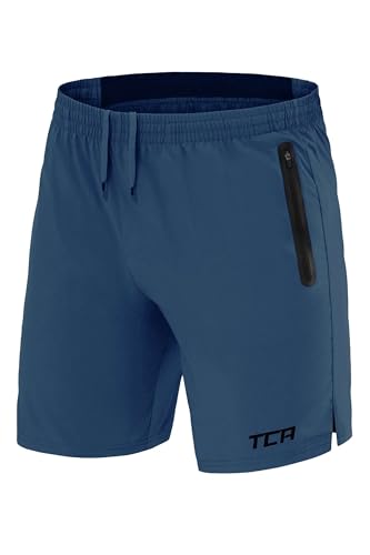 TCA Herren Elite Tech Leichte Laufhose Gymshorts Trainingsshorts und Laufshorts mit Reißverschlusstaschen - Sporthose Herren Kurz - Hellblau, 3XL von TCA