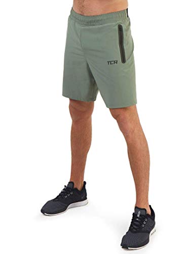 TCA Herren Elite Tech Leichte Laufhose Gymshorts Trainingsshorts und Laufshorts mit Reißverschlusstaschen - Sporthose Herren Kurz - Hellgrün, XS von TCA