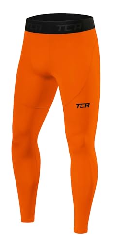 TCA Herren Pro Performancance Leggings, Kompressionshose, Sporthose, Lang - Orange, S von TCA