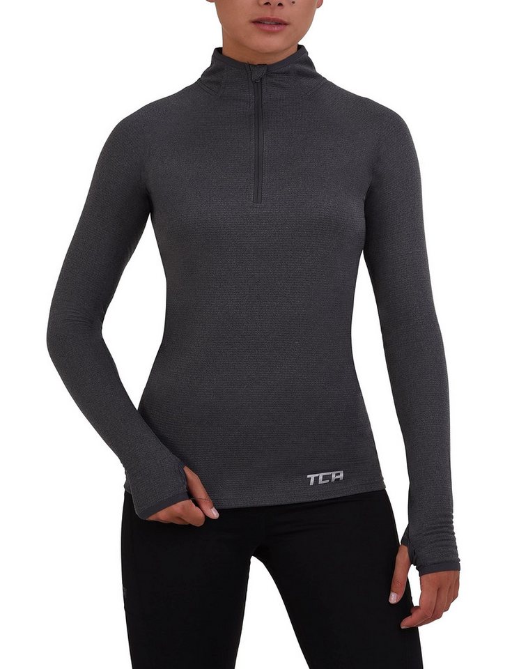 TCA Langarmshirt Damen Sport Shirt Langarm Laufshirt Fitness Yoga - Hellgrau (1-tlg) von TCA