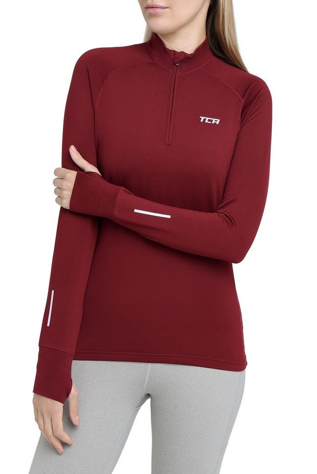 TCA Langarmshirt TCA Damen Winter Laufshirt mit Brustreißverschluss - Cabernet, XS (1-tlg) von TCA