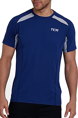 TCA Sport Tshirts für Herren Fitness - Kurzarm Sport Shirt für Männer - Quickdry Performance T-Shirt und Gym Oberteil - Herren Sport Tshirt atmungsaktiv - Blau, XXL von TCA