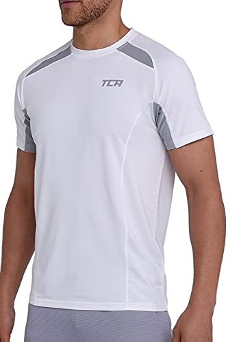 TCA Sport Tshirts für Herren Fitness - Kurzarm Sport Shirt für Männer - Quickdry Performance T-Shirt und Gym Oberteil - Herren Sport Tshirt atmungsaktiv - Weiss, XL TCA Sport Tshirts für Herren Fitness - Kurzarm Sport Shirt für Männer - Quickdry Performance T-Shirt und Gym Oberteil - Herren Sport Tshirt atmungsaktiv - Weiss, XL von TCA
