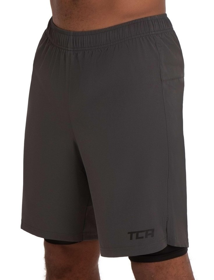 TCA Trainingsshorts TCA Herren 2 in 1 Laufhose mit Kompressionshose - Grau, M (1-tlg) von TCA