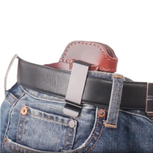 Verstecktes Gürtelholster Für Die Rechte Hand, Taillen Jagd Pistolenholster Kompatibel Mit Glock17 19 26, Leder 9,6 * 13 * 6cm (Braun) von TCHAU