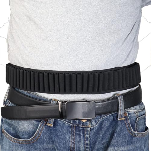 Taktischer Patronengürtel, Verstellbarer Klopfer Gürtel Für Die Jagd Mit 50 Geschosshaltern Für 9mm Munition, Nylon Schwarz 124 * 5cm Taktischer Patronengürtel, Verstellbarer Klopfer Gürtel Für Die Jagd Mit 50 Geschosshaltern Für 9mm Munition, Nylon Schwarz 124 * 5cm von TCHAWk