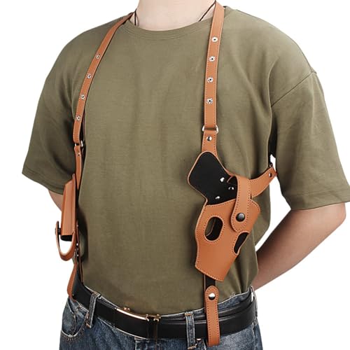 Taktisches Schulterholster für Glock 17 19, Verdecktes Pistolenholster mit 1 Zeitschriftenhalter, Leder Braun 9 * 22 * 5cm Taktisches Schulterholster für Glock 17 19, Verdecktes Pistolenholster mit 1 Zeitschriftenhalter, Leder Braun 9 * 22 * 5cm von TCHAWk