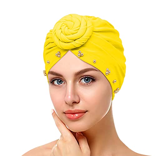 TDEOK, elastische, einfarbige, Bequeme Kappe, große Perlenkappe für Damen Badehose (Yellow, One Size) von TDEOK