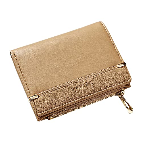 TDEOK Damen Kleine Mode Multi Card Buckle Zipper Wallet Brieftasche Herren Klein (Khaki, One Size) von TDEOK