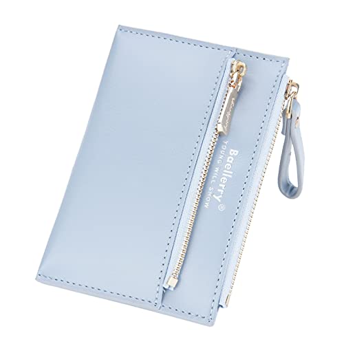 TDEOK Fashion Trifold Kleine Geldbörse PU- Damen Geldbörse Geldbörse Kartenmappe Kleine Geldbörsen Damen Schmal (Blue, One Size) von TDEOK