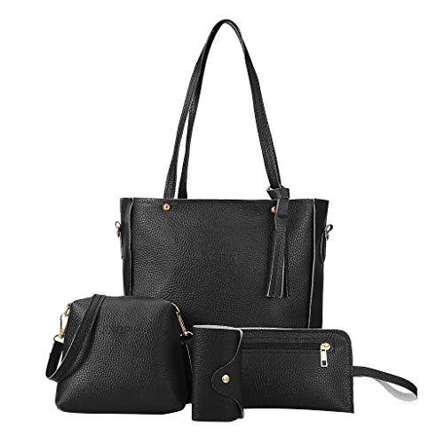 TDEOK Geldbörsen Herren Hochformat Botschafter Mode Geldbörse vierteilige 2019 Schultertasche weibliche Handtasche Brieftasche Geschenkkarton (Black, One Size) von TDEOK