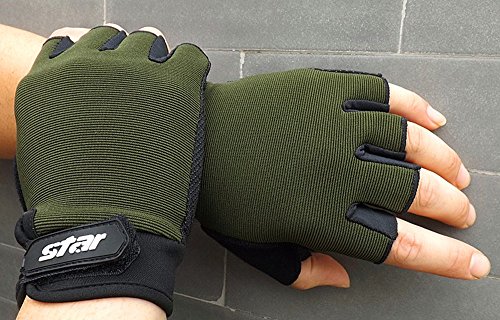 TDEOK Halloween Braut Kostüm Halbrad Männer Fitness Sports Finger Handschuhe Handschuhe Smartphone Damen (Army Green, L) von TDEOK