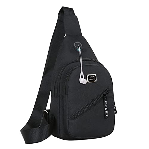 TDEOK Herrentasche Schulter Freizeit Brusttaschen Kuriertasche Sporttasche Taillenbeutel Hüfttaschen (Black, One Size) von TDEOK