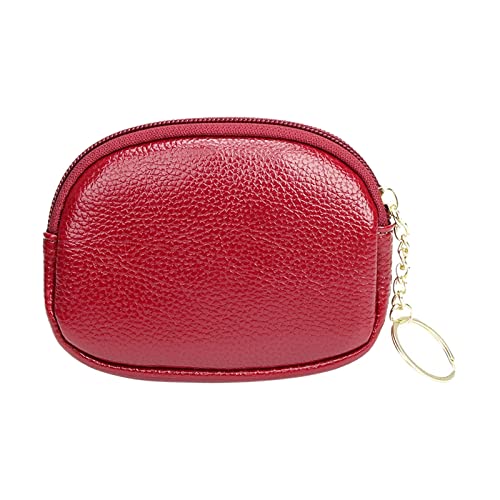 TDEOK Mode Frauen Kunstleder Einfarbig Reißverschluss Schlüsseltasche Umschlag Tasche Handtasche Wechselgeldbörse en Head Brieftasche Herren (Red, One Size) von TDEOK