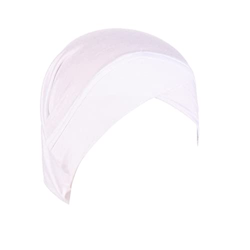 TDEOK Schweißband Handgelenk Kinder Haarabdeckung Wrap Kopfbedeckung Muslim Turban Cap Stirnband Joggen Damen (White, One Size) von TDEOK