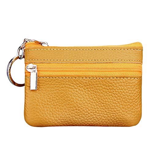 TDEOK Small Small -Reißverschluss Geldbörse Pouch mit Lederschlüssel Damen-Geldbörse Brieftasche Klein (Yellow, One Size) von TDEOK