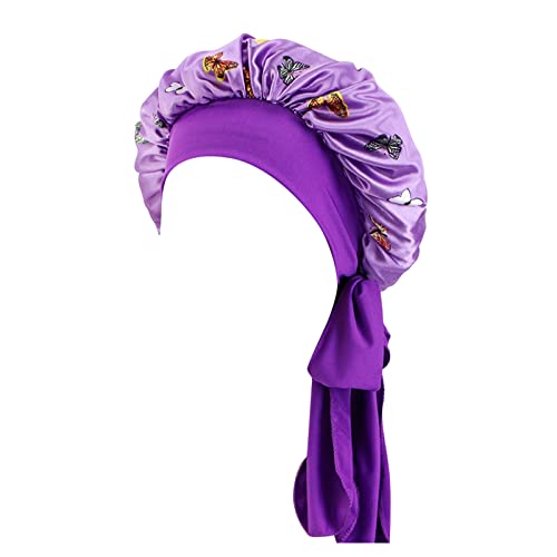 TDEOK Stirnband Frauen-Hut-Kappen-Haar-Turban-Wrap-Turban-Hüte-Bad-Dusch-Kappen-Baden-Hut-Haarschutz-Dus Schweißband Handgelenk Breit (Purple, One Size) von TDEOK