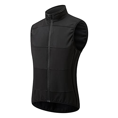 Fahrradweste Damen Wasserdicht Atmungsaktiv Winter Thermo Fleece Ärmellos Fahrradjacke Winddicht Outdoor Laufweste MTB Rennrad Fahrrad Weste,Schwarz,L von TDHLW