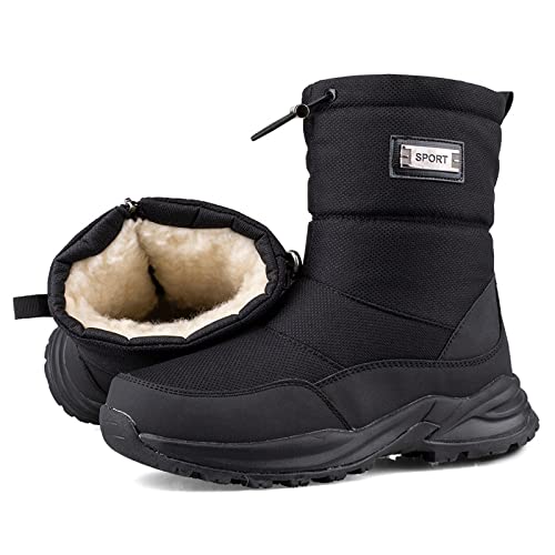 Herren Schneestiefel Winterschuhe Herren Damen Wasserdicht Winterstiefel Warm Gefüttert Stiefeletten Wanderschuhe Rutschfest Trekkingschuhe Stiefel Herren Outdoor Leichte Boots Herren,Schwarz,42 von TDHLW