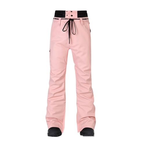 TDHLW Damen Skihose Isoliert füR Den Winter Outdoor Wasserdicht Winddicht Snowboardhose Schneesport Skihose,Rosa,XL von TDHLW