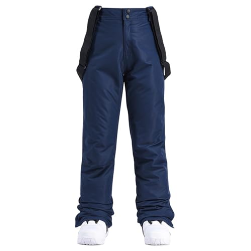 TDHLW Damen Skihose mit Latzhose Warm Isoliert Schneehose Winddicht Isoliert Overall Hose füR Den AußEnbereich Snowboardhose,Navy Blue,XXL von TDHLW