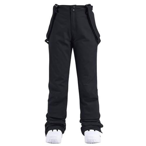 TDHLW Damen Skihose mit Latzhose Warm Isoliert Schneehose Winddicht Isoliert Overall Hose füR Den AußEnbereich Snowboardhose,Schwarz,S von TDHLW