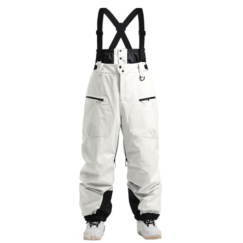 TDHLW Frauen Skihose Unisex Schnee Ski Wasserdicht Overall Isoliert Wasserdicht Winddicht Warm Winter,Beige,L von TDHLW