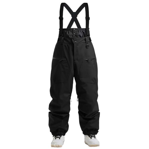 TDHLW Frauen Skihose Unisex Schnee Ski Wasserdicht Overall Isoliert Wasserdicht Winddicht Warm Winter,Schwarz,L von TDHLW