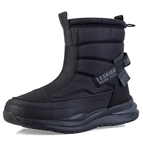 TDHLW Herren Schneestiefel Winterstiefel Herren Damen Warm Gefütterte Stiefeletten Outdoor Wasserdicht Wanderschuhe Trekkingschuhe Winterstiefel rutschfest,Schwarz,41 von TDHLW