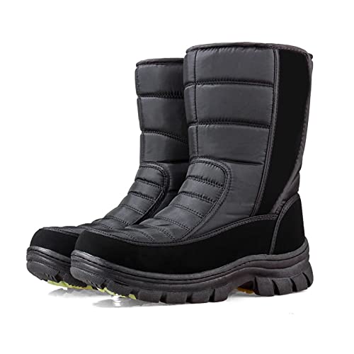 TDHLW Winterstiefel Herren Wasserdicht Warm Gefüttert Schneestiefel Winterschuhe Herren Hohe Wanderschuhe Herren Stiefel Winter rutschfeste hohe Boot für Wandern Arbeiten Camping,Schwarz,40 von TDHLW