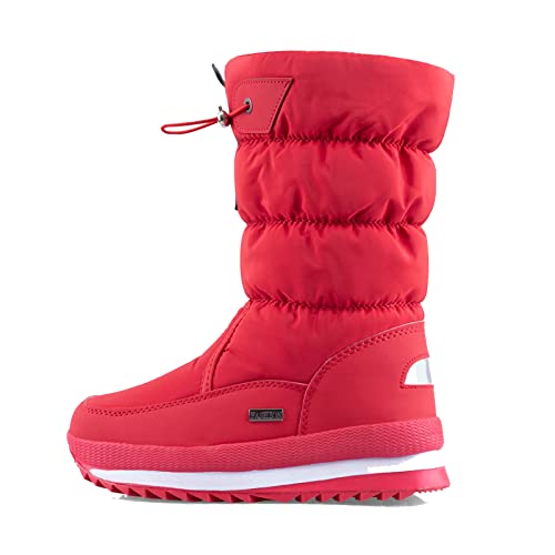 TDHLW Winterstiefel für Männer und Frauen,Wasserdicht Warm Gefüttert Schneestiefel Winterschuhe Herren Snow Boots,Winter-Wanderschuhe für kaltes Wetter Wandern Arbeiten Camping,Rot,38 von TDHLW